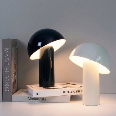 Celia 10" Mushroom Portable LED Cream Table Lamp, 3-Way Dimming and Rechargeable
