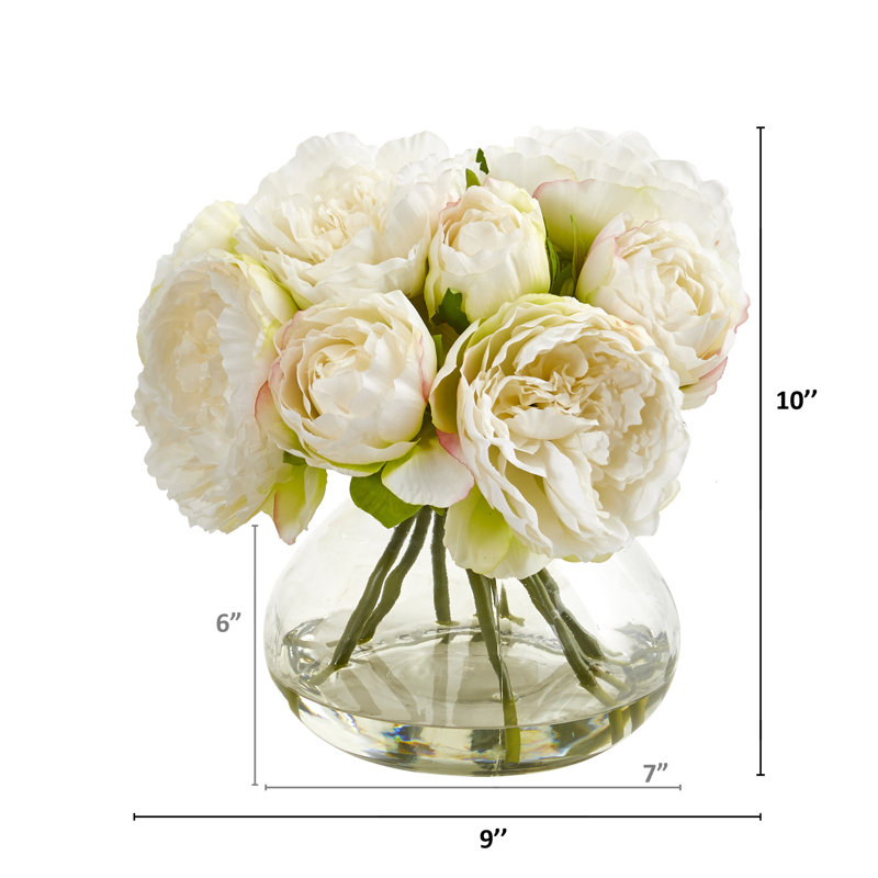 Arrangement floral pivoines dans un vase, Blanc