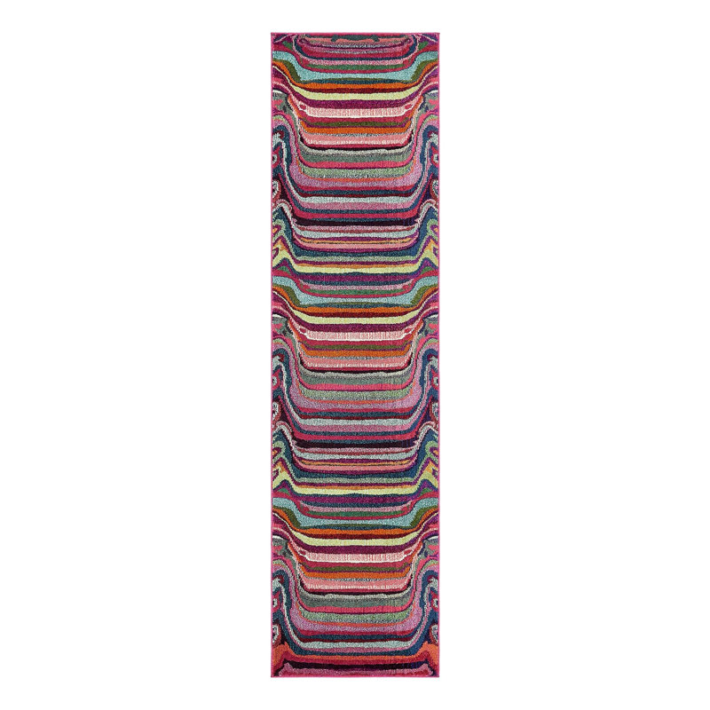Tapis mauve / rose abstrait Jaclyn, Tapis de couloir 2 pi 2 po x 6 pi 9 po