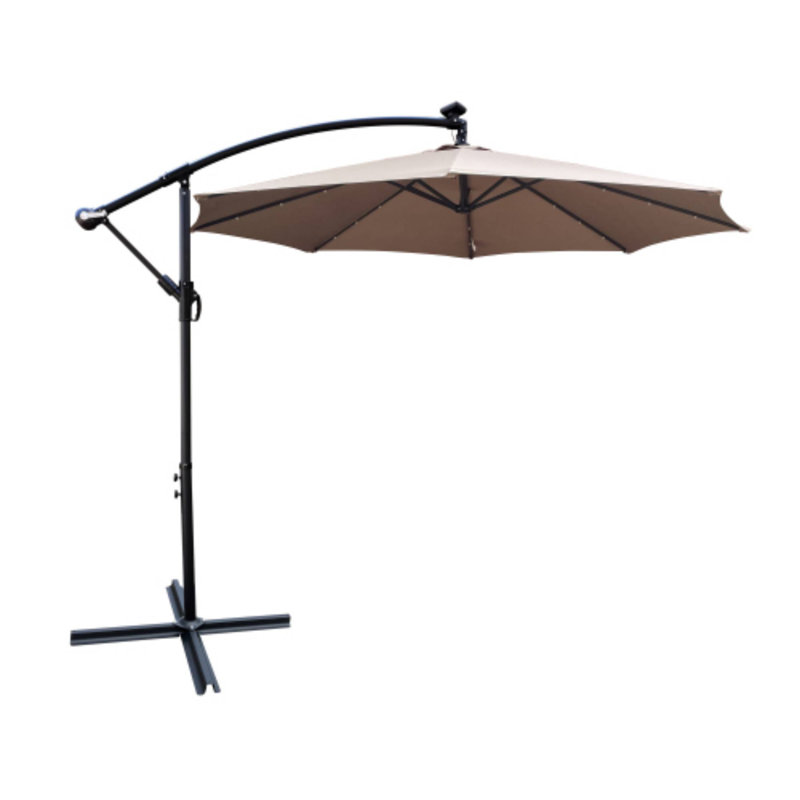 Parasol solaire 10 pi avec parasol à DEL 8 pi, Brun