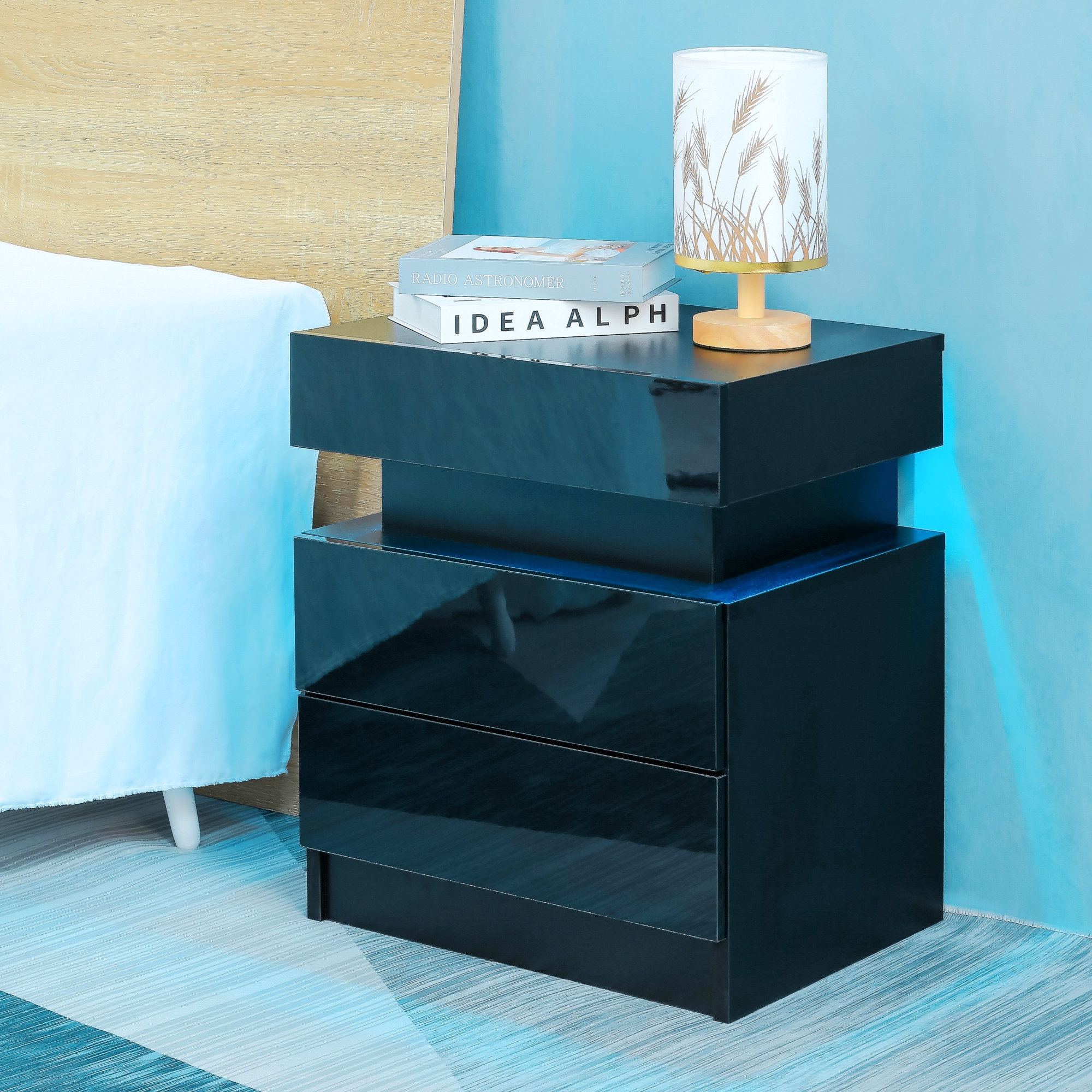 High gloss online black nightstand