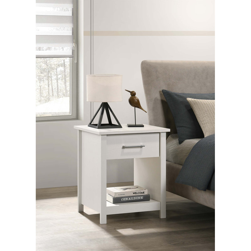 Table de chevet moderne à 1 tiroir de 20 po Celeste - Table de chevet moderne avec tiroir coulissant lisse, idéale pour les petits espaces