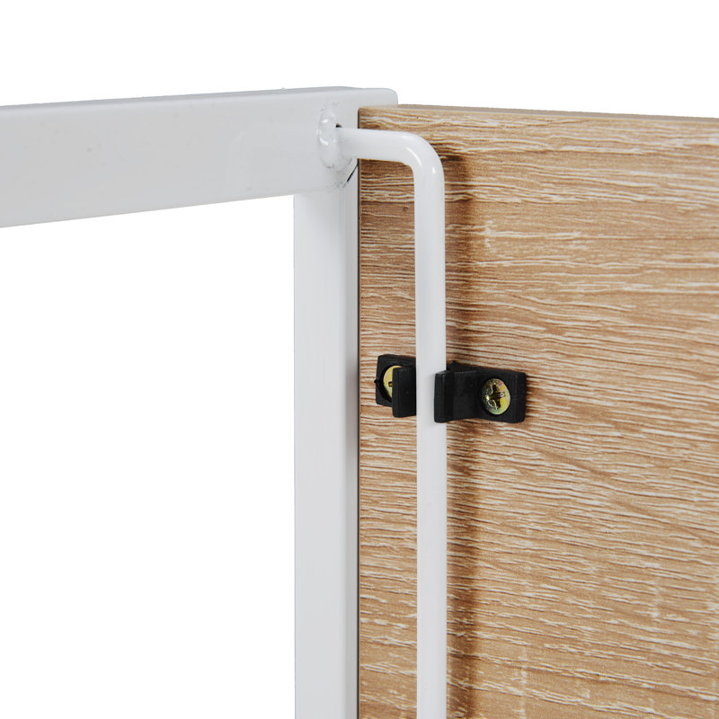 Metal Base Writing Desk, White, Natural Oak
