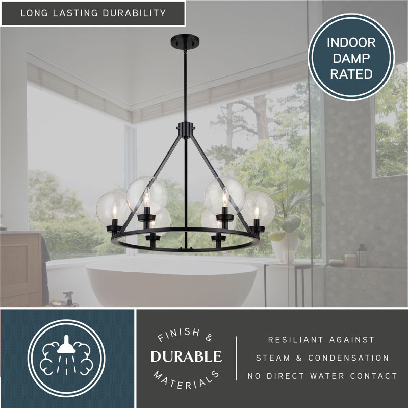 6 - Light Dimmable Wagon Wheel Chandelier
