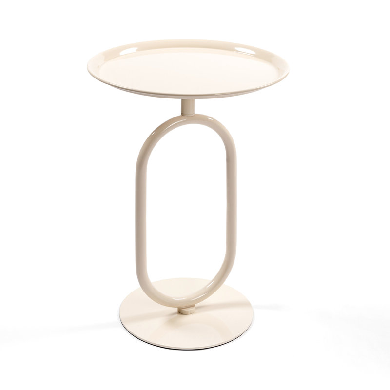 Table basse moderne à cocktail pour petits coins de salon, H 21,2 po x L 18,9 po x l 18,9 po, Blanc, crème
