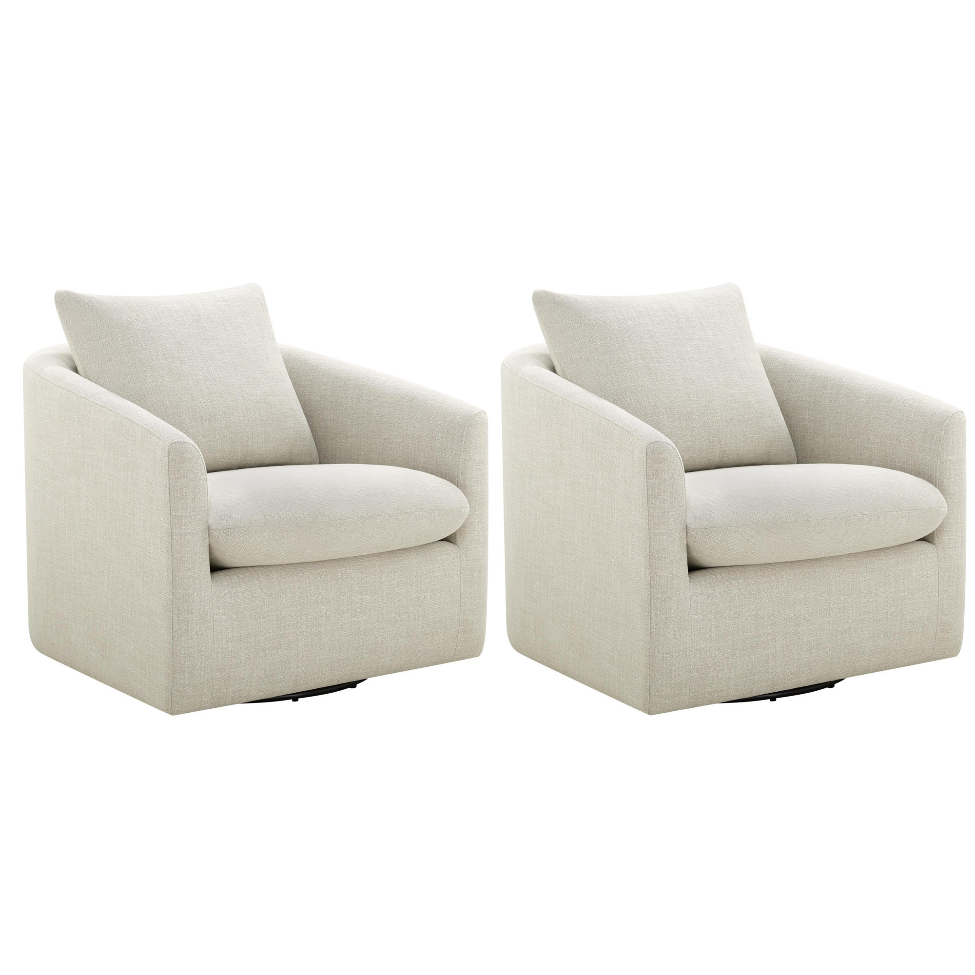 Menta Upholstered Swivel Accent Chair, Effie Linen Performance Linen