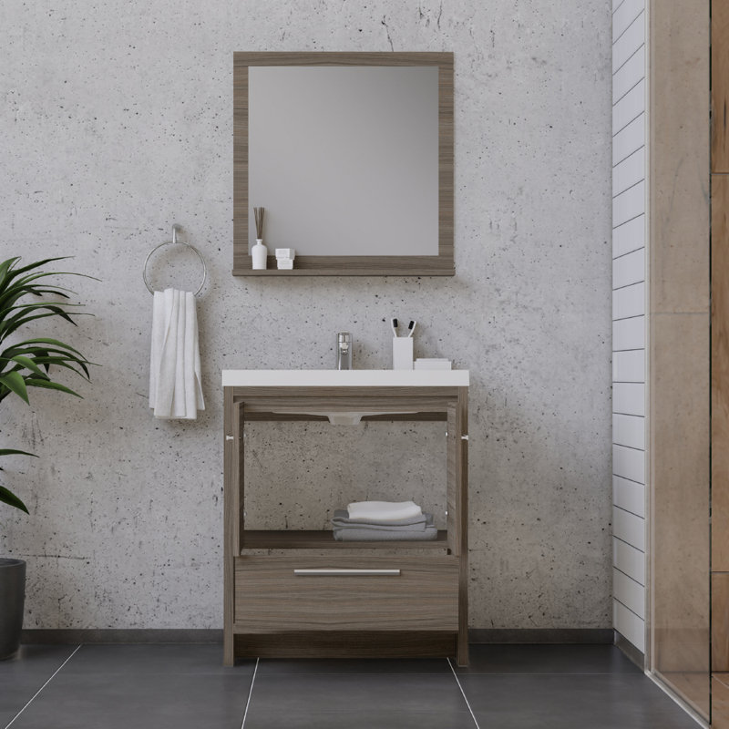 Ensemble de meuble-lavabo simple 30 po Feike, Gris