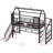 Metal House Loft Bed With Slide,Stairs And Storage Shelves-1384695410