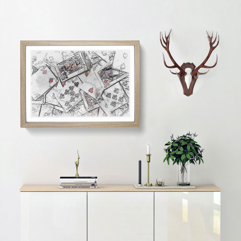 Deck of Cards in Abstract - Picture Frame Graphic Art Print, Oak Framed, 62cm H x 87cm W x 2cm D