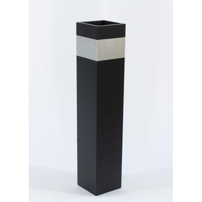 Pridmore Wood Floor Vase, 36" H x 8" W x 8" D, Black/Silver
