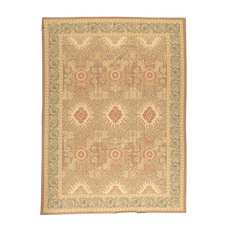 Hand-Knotted High-Quality Brown and Green Area Rug