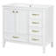 Meuble-lavabo 36 po avec lavabo, armoire de salle de bain avec porte à fermeture en douceur, 4 tiroirs de différentes tailles, structure et pieds en bois massif, un paquet, blanc-1272425687