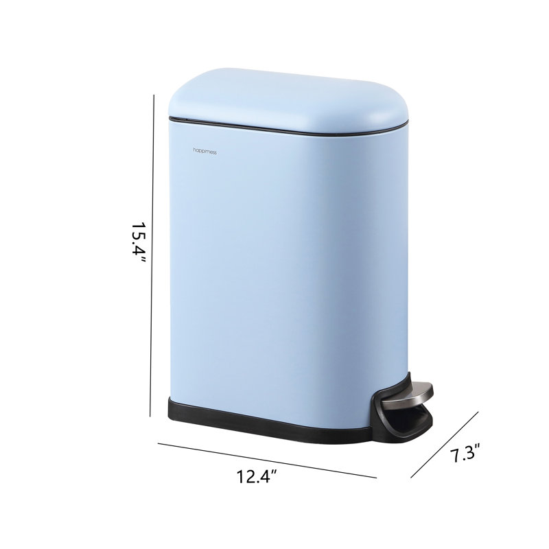 Tide Pool Blue Stainless Steel Step-Open Trash Can