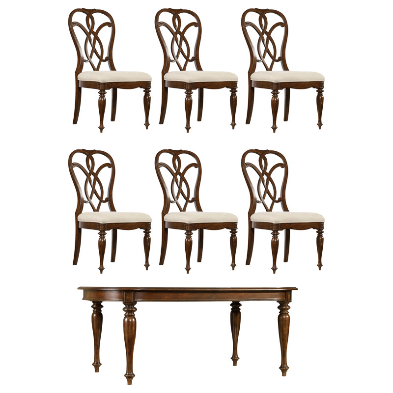 Leesburg 6 - Person Extendable Four Leg Dining Set, Dark Wood