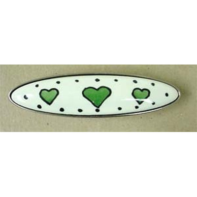 3" Green Hearts Pull Satin Nickel