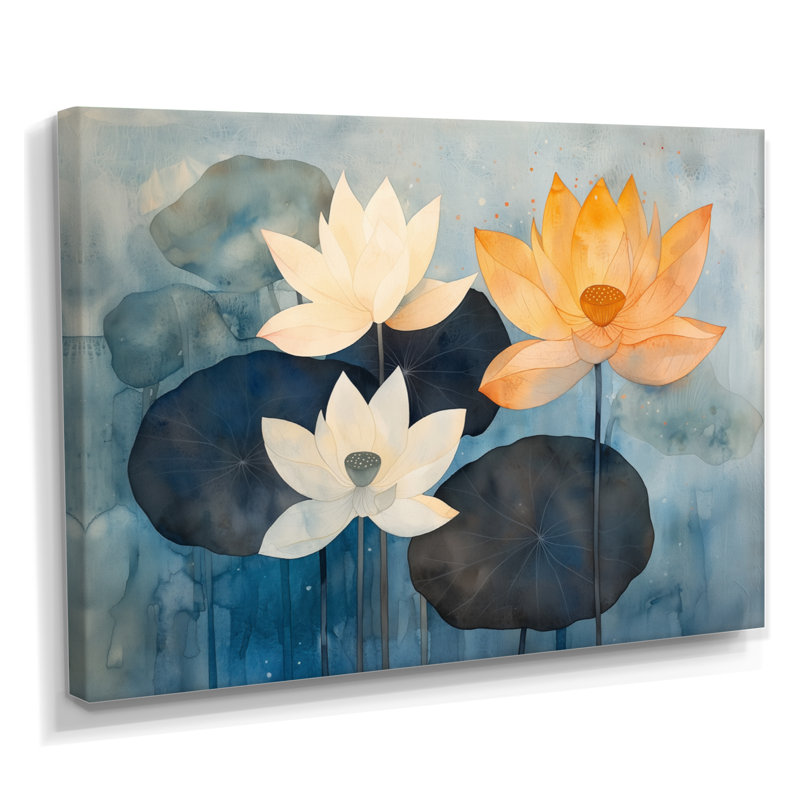 Harmonie de lotus dans l'étang I - impression murale lotus, 24" H x 32" W, Toile tendue, Does Not Apply