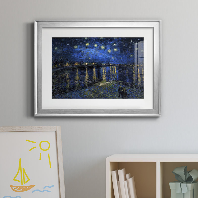 «Starry Night over Rhone», reproduction d'art sur papier encadrée, H 22,5 po x l 30,5 po x P 1,5 po, Argent