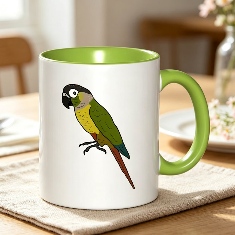 A Ceramic Coffee Mug Featuring a Green Cheeked Design, Perfect for Tea, Milk, Or Water. This Reusable Cup Makes a Thoughtful Gift for Coworkers.
