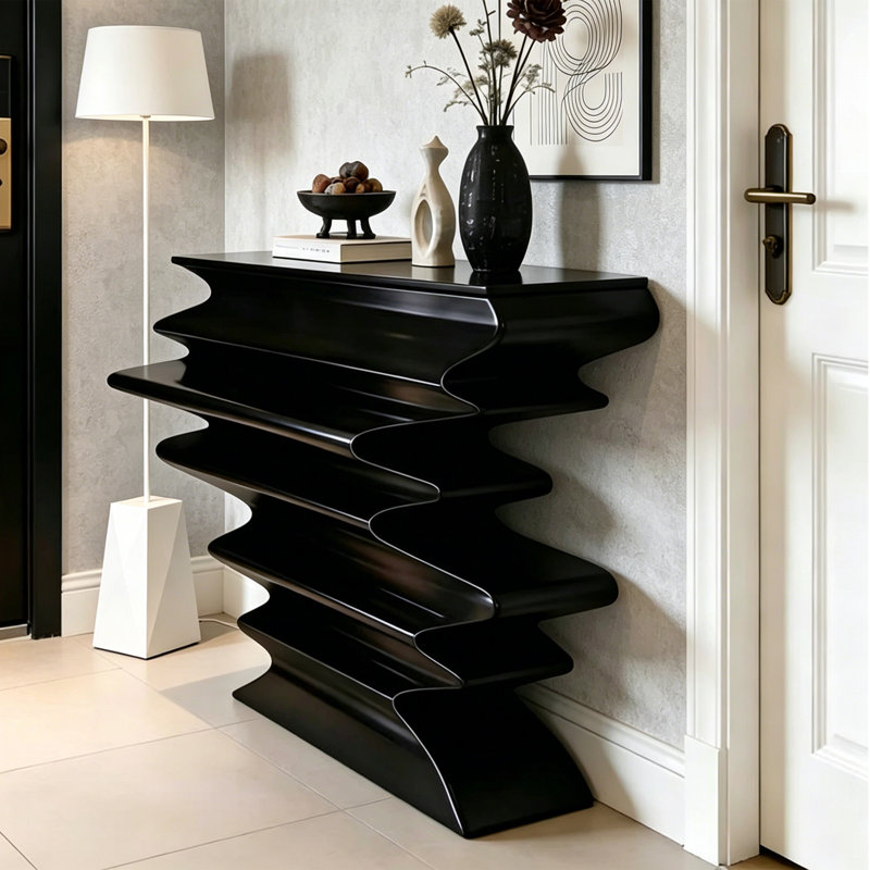 Modern Simple Painted Black Wooden Console Table