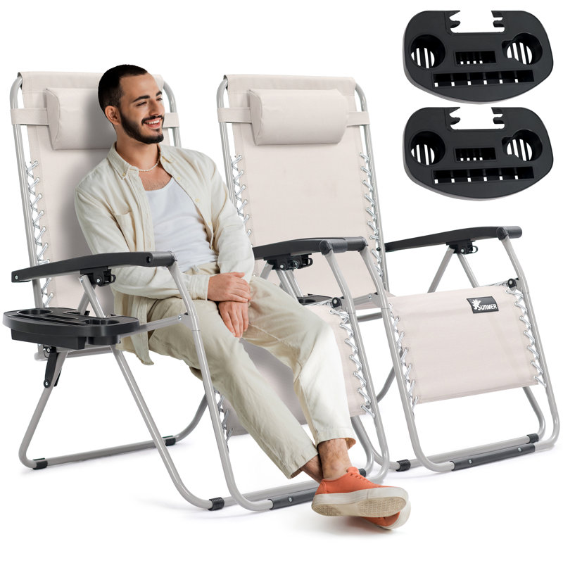 SUNMER Extra Wide Garden Chairs ( Set Of 2), Grey