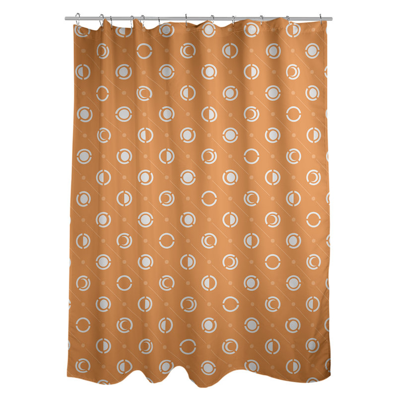 Noira Gothard Classic Moon Phases Single Shower Curtain, White/Orange