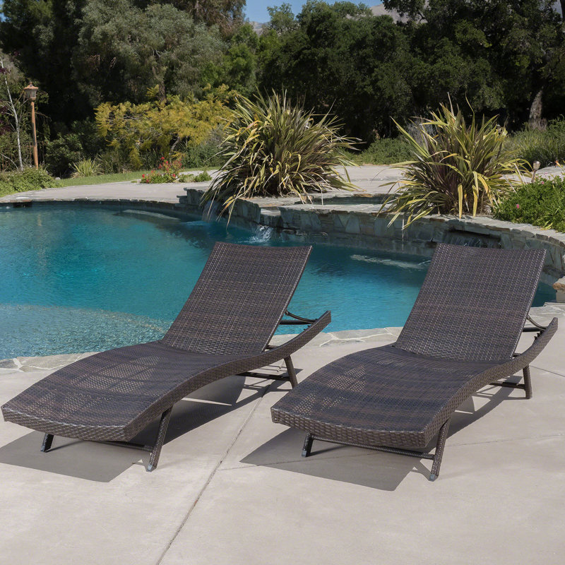 CHAISE EN PE WICKER, Brun