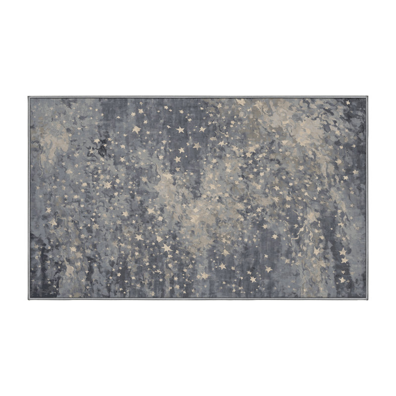 Machine Washable Gray Area Rug, Rectangle 5' x 7'