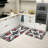 Red White Blue Star Stripe Pattern 2 Piece Kitchen Rugs, Patriotic Kitchen Decor