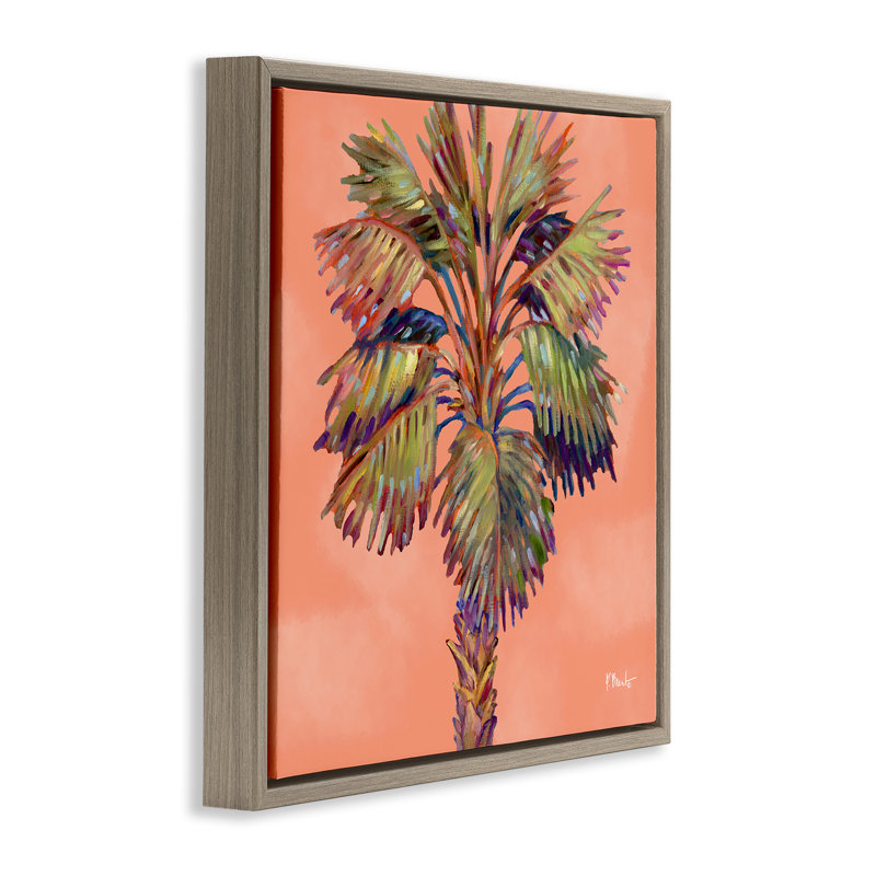  «Bondi Beach Palm Floater» par Paul Brent, H 25 po x l 25 po, Cadre flottant orme Montalcino