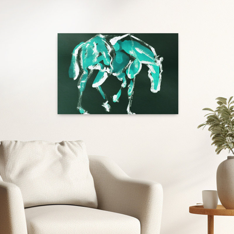 Abstrait cheval sarcelle abstrait, impression d'art moderne cheval minimaliste, 16" H x 24" W