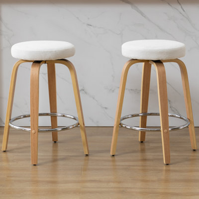 Kaidynn 26 '' Swivel Upholstered Counter Stool with Wood Frame