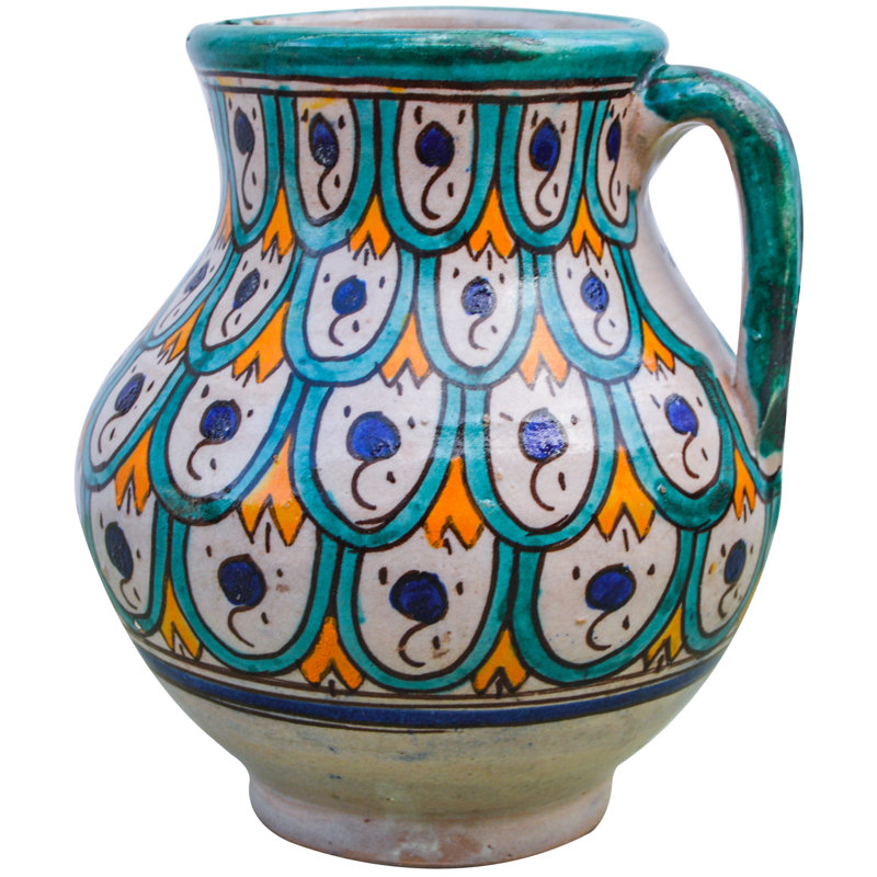 Vase de table intérieur / extérieur turquoise / orange 8 po