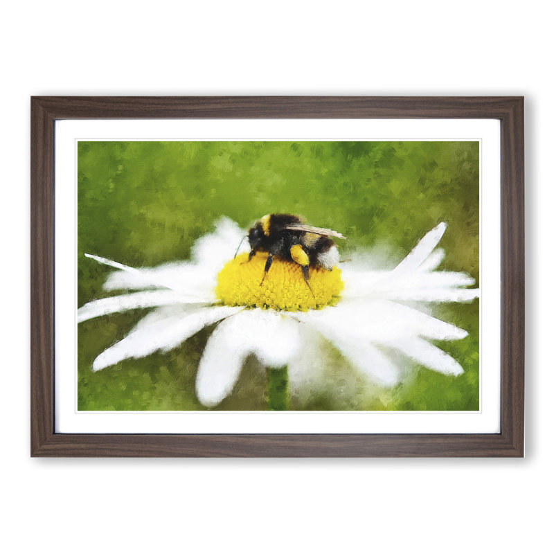 Bee Collecting Pollen Vol.2 - Picture Frame Painting, Walnut Framed, 48cm H x 65cm W x 2cm D