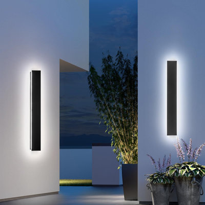 39.4" Modern Black LED Dimmable Waterproof  Linear Outdoor Wall Sconce for Exterior Porch or Garden
