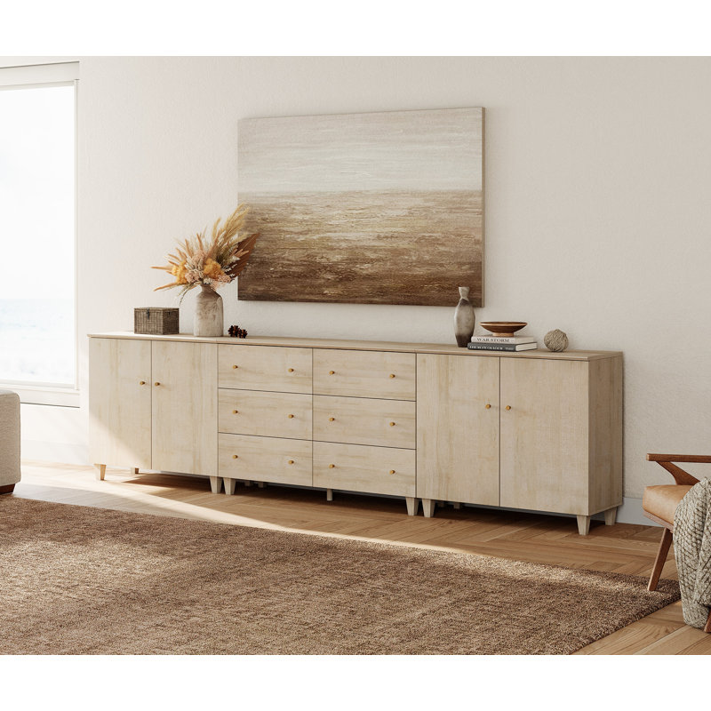3-in-1 Wood TV Stand 412+310 TV Stand for TVs up to 110", Biscotti