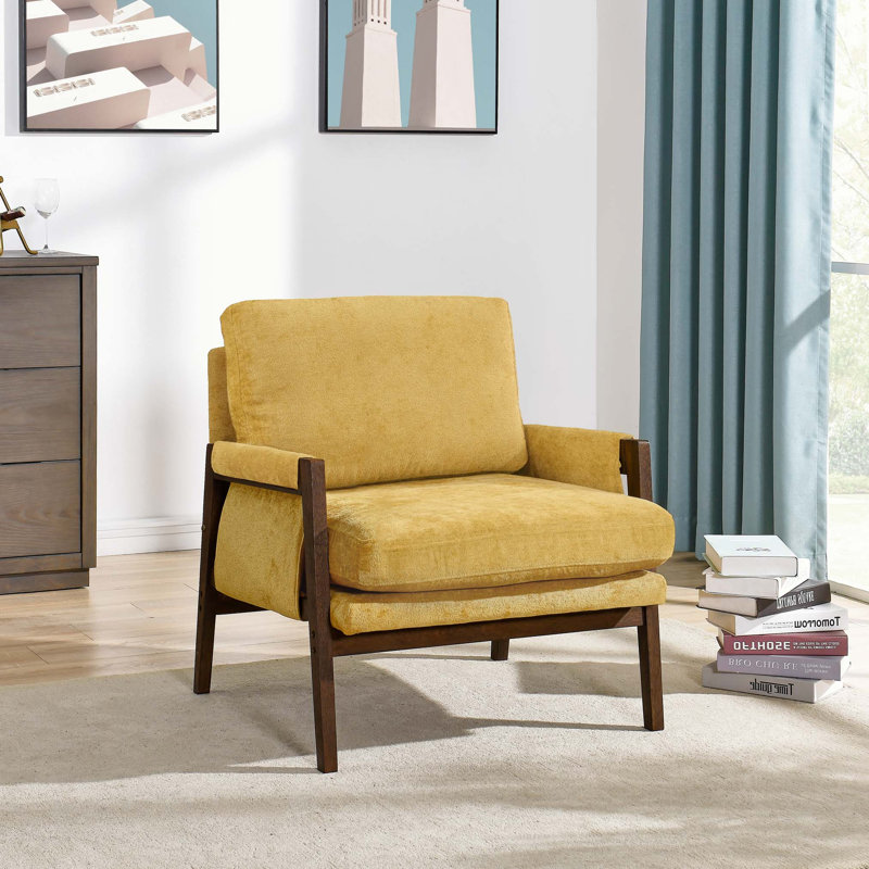 Fauteuil de salle à manger rembourré, Jaune