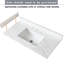 Dessus de meuble-lavabo de salle de bain blanc 37 po - Pierre frittée avec évier central rectangulaire, dosseret de 4 po, trous de robinet pré-percés, sophistication