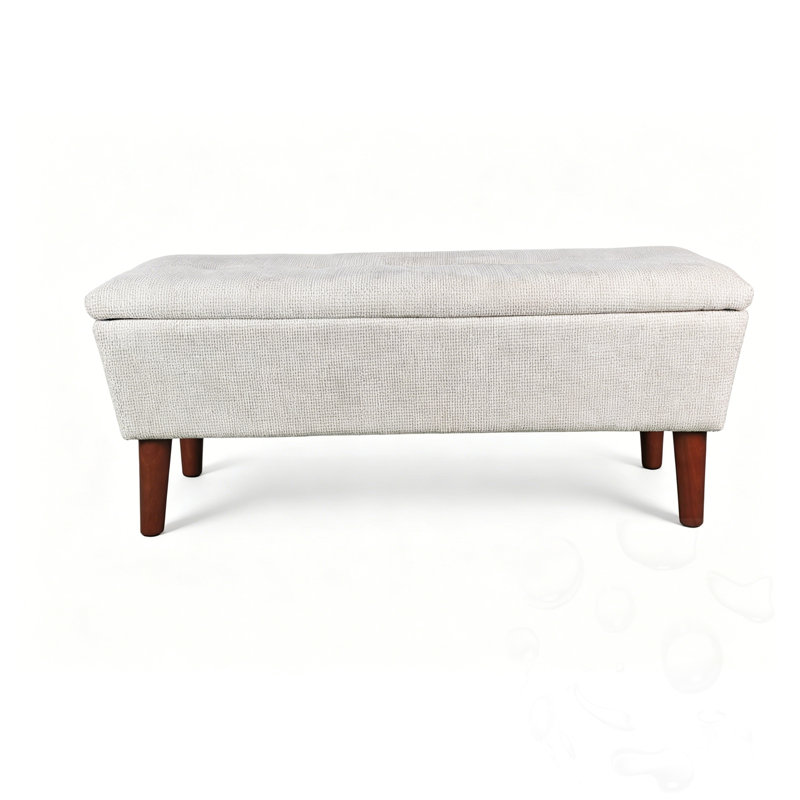 Banc rectangulaire rembourré avec pieds, Beige, Beige