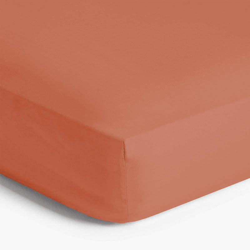 Angelka Microfiber Brushed Deep Fitted Bed Sheet, Double (4'6), Rust