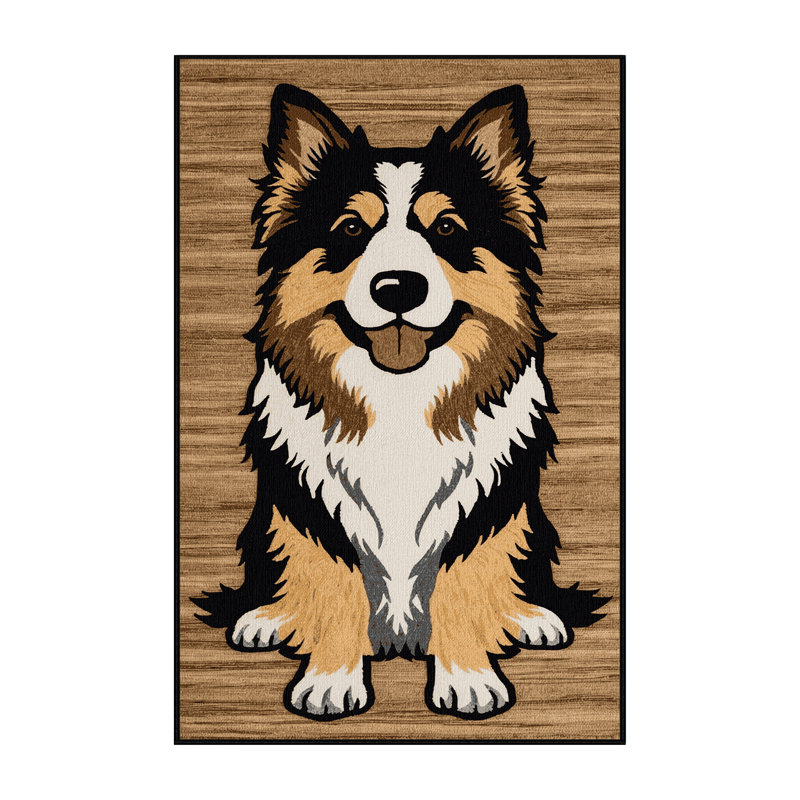  Tapis lavable à motif de bergers de style pyrenéen, Rectangulaire 2 pi x 3 pi