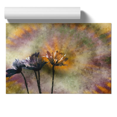 Three Daisies Painting - Frameless Print