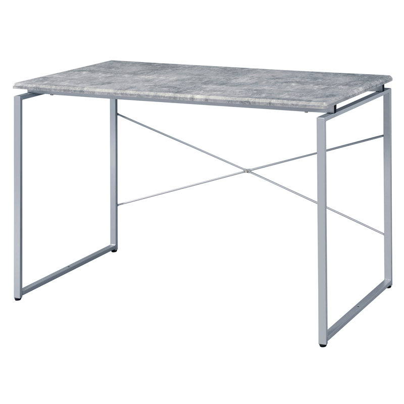 Bureau d'écriture gris et argent avec base en métal
