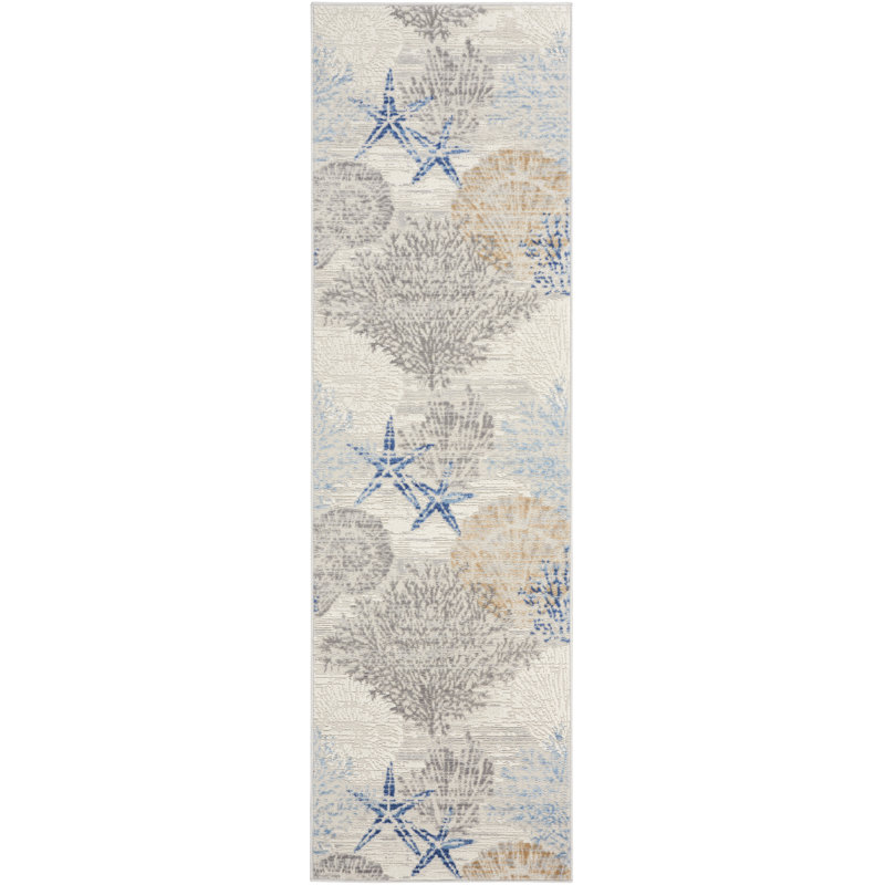 Tapis ivoire / bleu Lilyanna, Runner 2' x 6'