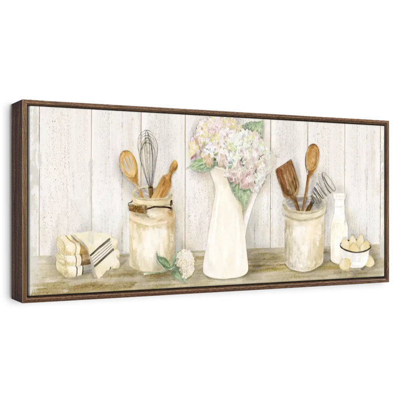 Panneau de cuisine rétro, 57 po x 19 po, Cadre flottant noyer