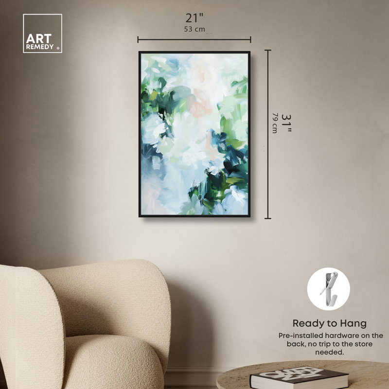 «Swirling Ether», impression sur toile encadrée bleue par Art Remedy, cadre noir, 20 x 30, 31"H x 21"W, Black Frame