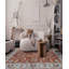 Tapis floral traditionnel en laine touffetée à la main, motif terracotta et bleu pâle-1404577610