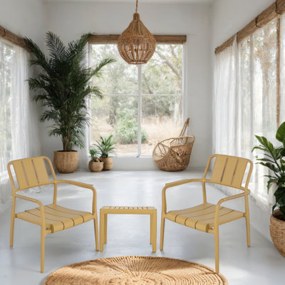 3-Piece Outdoor/Indoor Patio Dining Table Chair Set, Polypropylene Patio Dining Sets with UV-Resistant & Weatherproof, All-Weather Patio Chairs and Table Set 