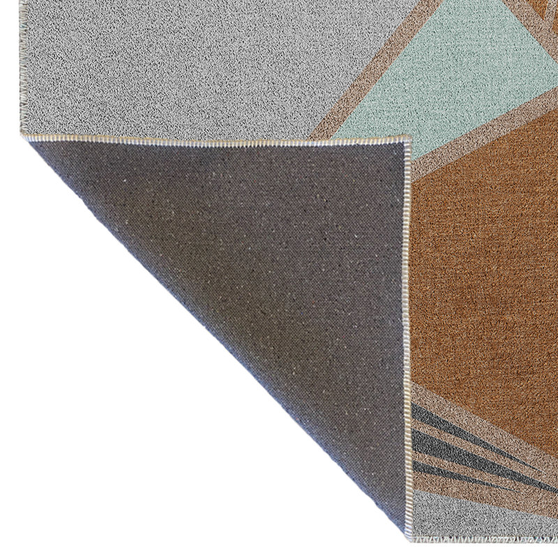 Tapis multicolore multicolore à motif géométrique triangulaire, Rectangle 4 pi 11 po x 9 pi 10 po