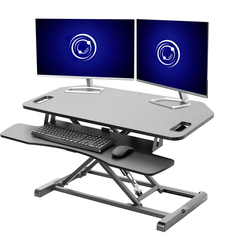 VIVO Height Adjustable Corner Desktop Monitor Riser 38" (DESK-V000KL series), Black/Black
