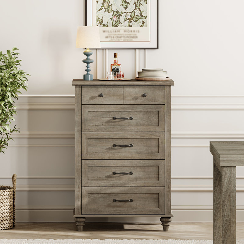 Commode 5 tiroirs Scarlett, Gris